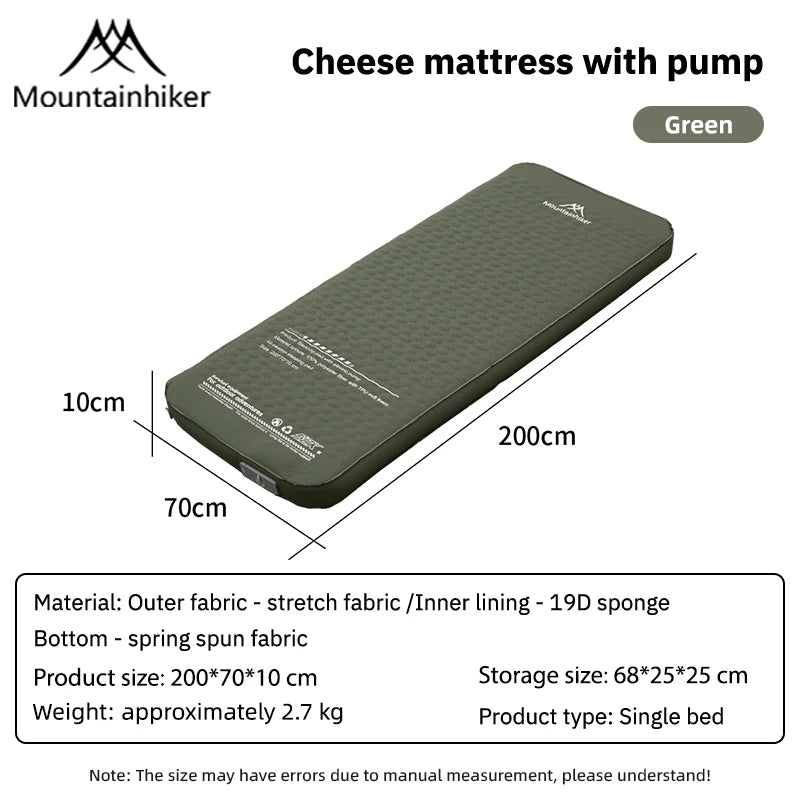 MOUNTAINHIKER 10CM Inflatable Sleeping Pad Mattress Portable Outdoor Upgrade Edition with Storage Bag for Family Beach Camping