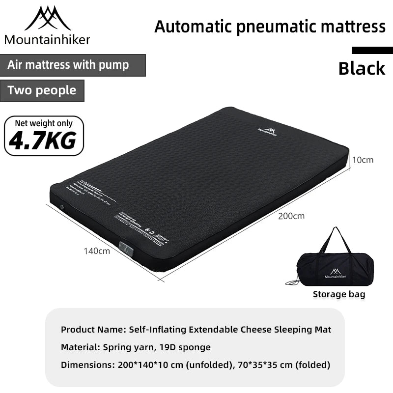 MOUNTAINHIKER 10CM Inflatable Sleeping Pad Mattress Portable Outdoor Upgrade Edition with Storage Bag for Family Beach Camping