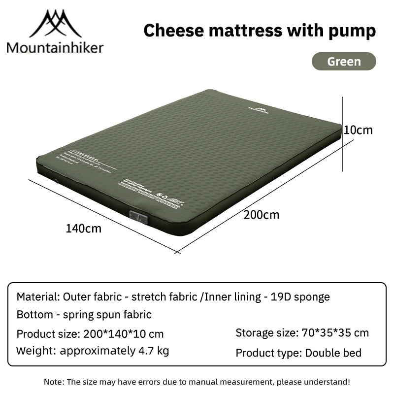 MOUNTAINHIKER 10CM Inflatable Sleeping Pad Mattress Portable Outdoor Upgrade Edition with Storage Bag for Family Beach Camping