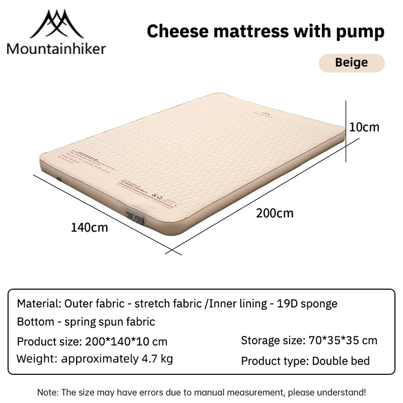 MOUNTAINHIKER 10CM Inflatable Sleeping Pad Mattress Portable Outdoor Upgrade Edition with Storage Bag for Family Beach Camping