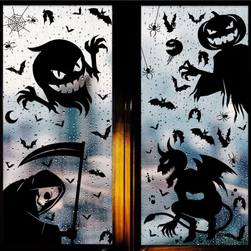 Halloween Fenster Aufkleber Riesen Geist Monster Hexe Tod Skeleton Blutige Poster Elektro Aufkleber für Helloween Party Decor