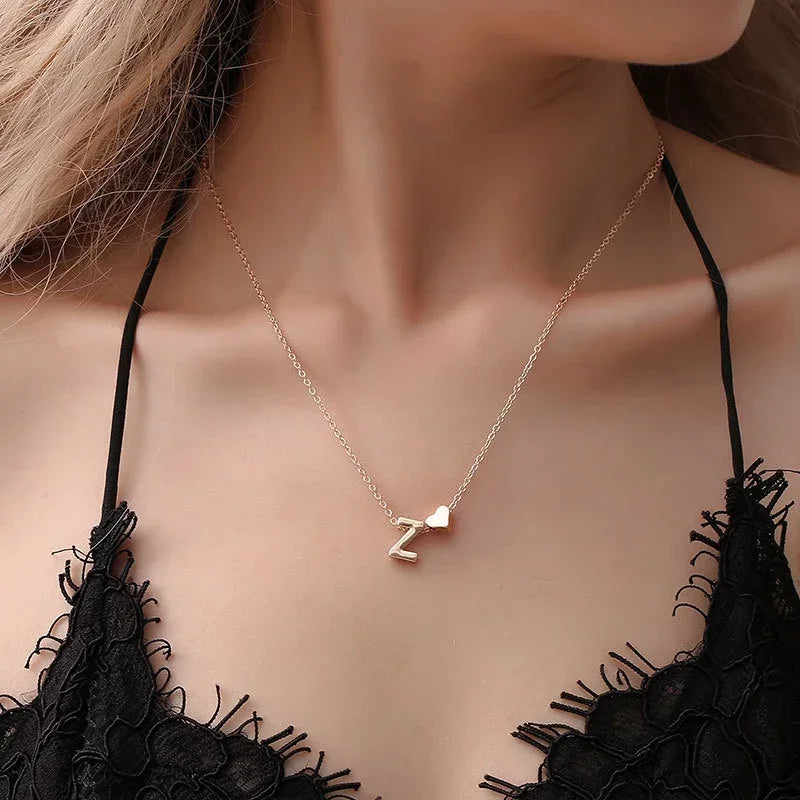 Mode Winzige Herz Zierliche Initiale Halskette Brief Name Halsband