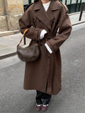 Straße Schwarz Lange Trenchcoat