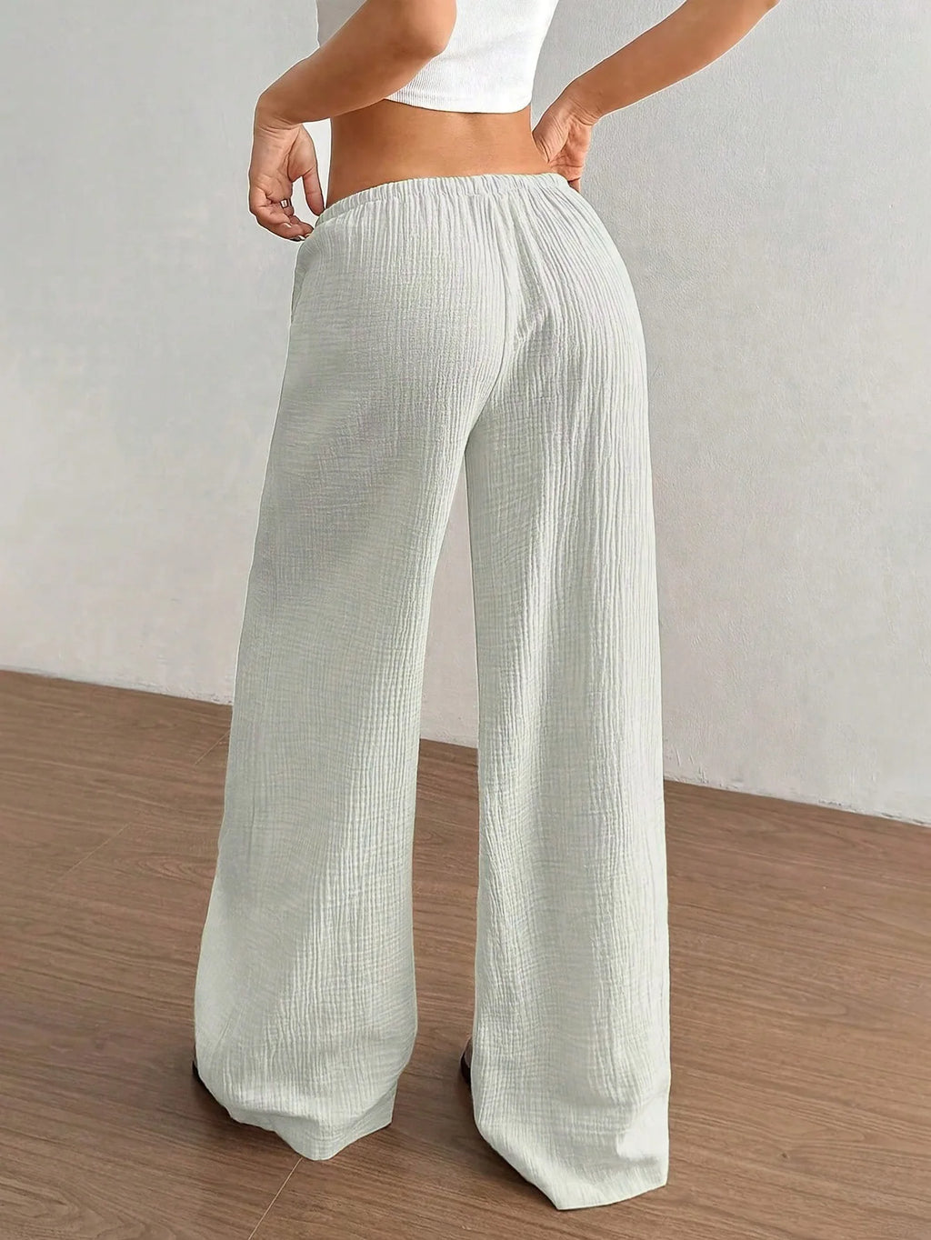 Elegante Damen-Freizeithose mit weitem Bein in Unifarbe