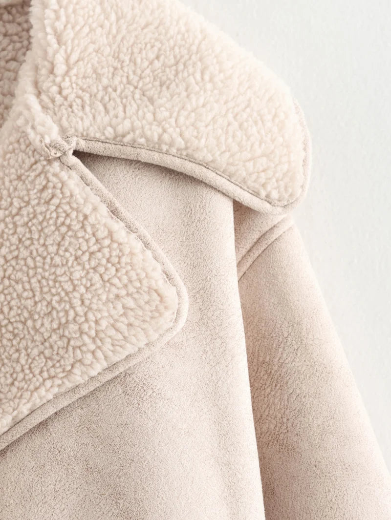 ETJ 2025 Herbst/Winter Neuankömmling Damen ZW-Serie Doppelseitiger Kragen Übergroße Langarmjacke Warmer Mantel 3548246