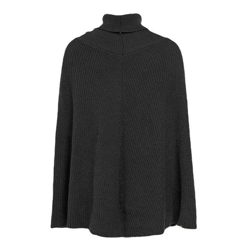 Temperamentvoller Cape-Pullover für Damen, neuer europäisch-amerikanischer, einfarbiger, modischer Strickpullover, Schal, exquisit, schlicht, lässig, trendig