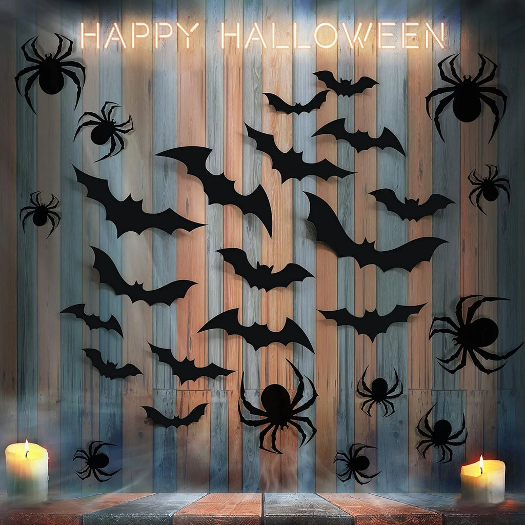 12Pcs Schwarz Fledermaus 3D Wand Aufkleber Für Home Zimmer Dekoration Party Tür Und Fenster Halloween Liefert Decor Hängen Weihnachten decor