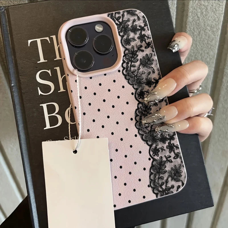 Handyhülle mit Polka-Dot-Blumenmuster