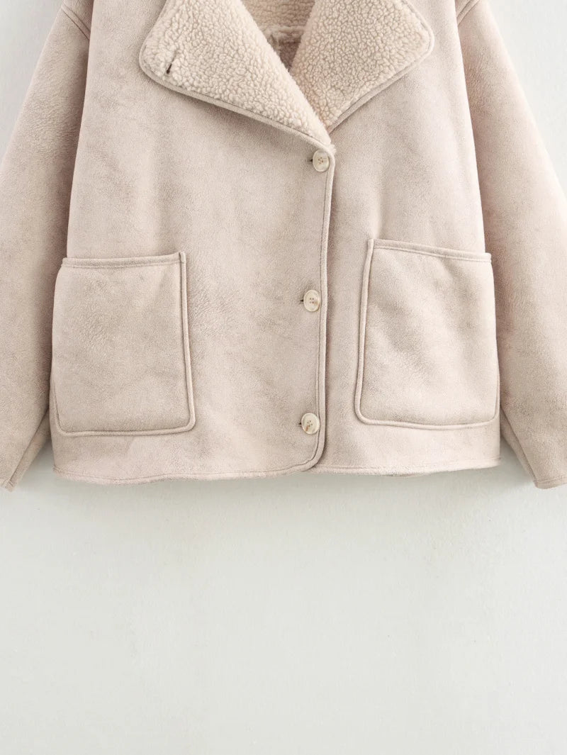 ETJ 2025 Herbst/Winter Neuankömmling Damen ZW-Serie Doppelseitiger Kragen Übergroße Langarmjacke Warmer Mantel 3548246