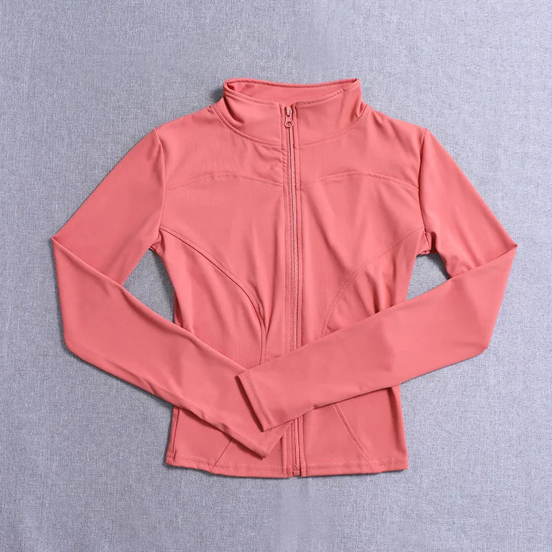 Frauen Sport Jacke Langarm Shirt Workout Mantel Gym Training Kleidung Yoga Sportswear