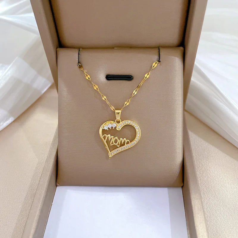 Trend ige Herz Edelstahl Zirkonia Halsketten für Frauen