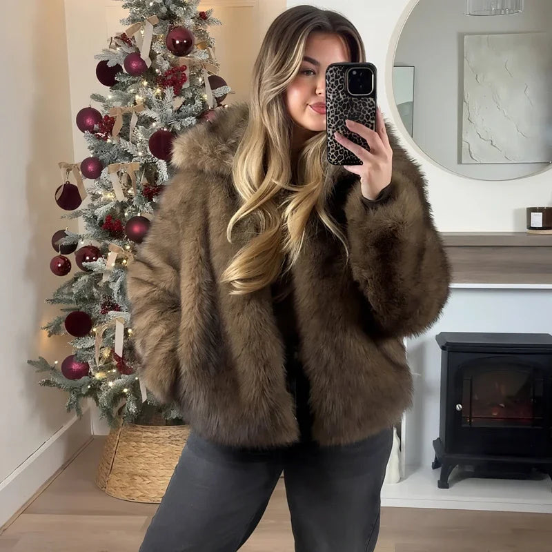 MUJER Faux Pelz Haarigen Mantel Frau Warme Winter Flauschigen Mantel Frauen Neue Plüsch Jacken für Frauen Outer Luxus frauen Teddy mäntel