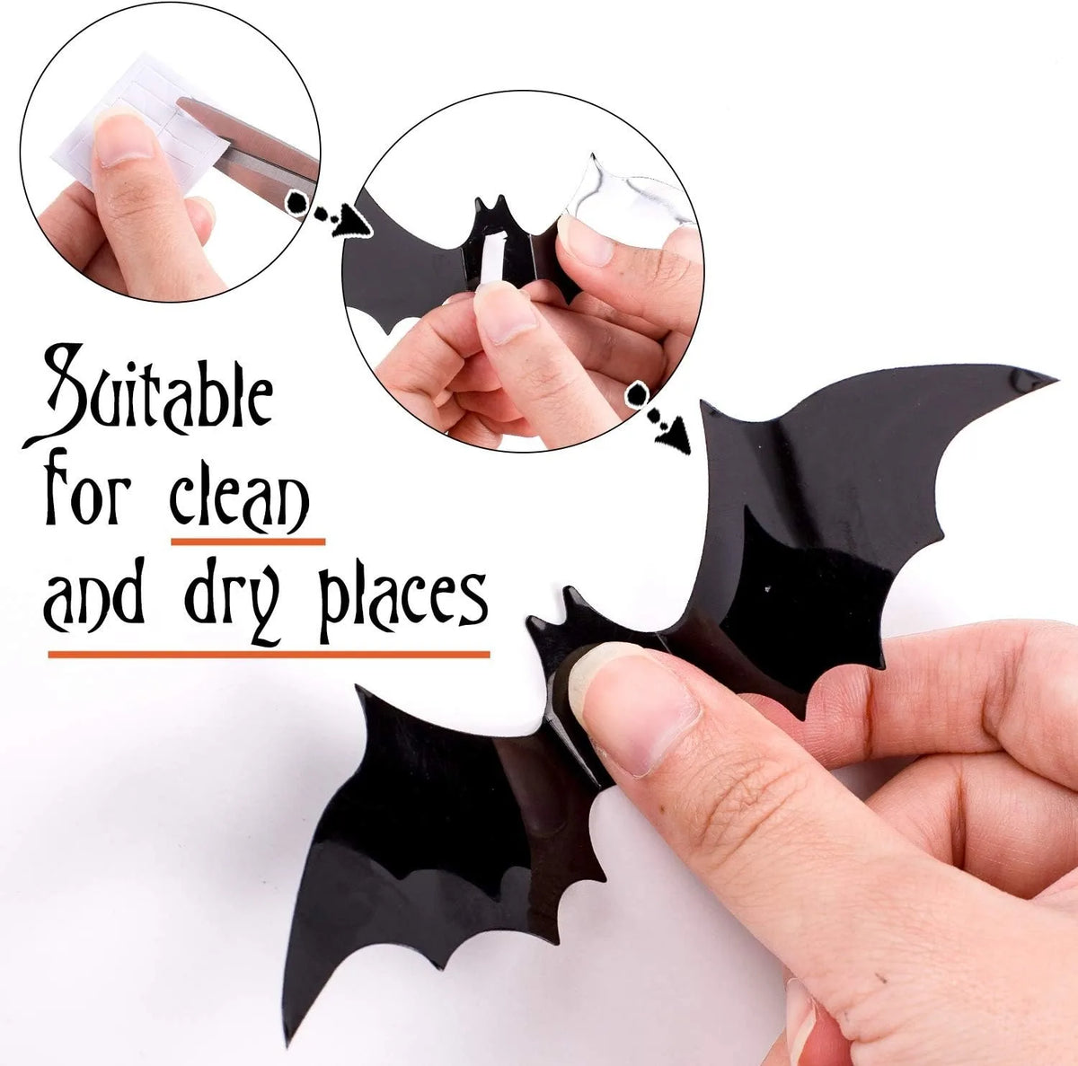 12Pcs Schwarz Fledermaus 3D Wand Aufkleber Für Home Zimmer Dekoration Party Tür Und Fenster Halloween Liefert Decor Hängen Weihnachten decor