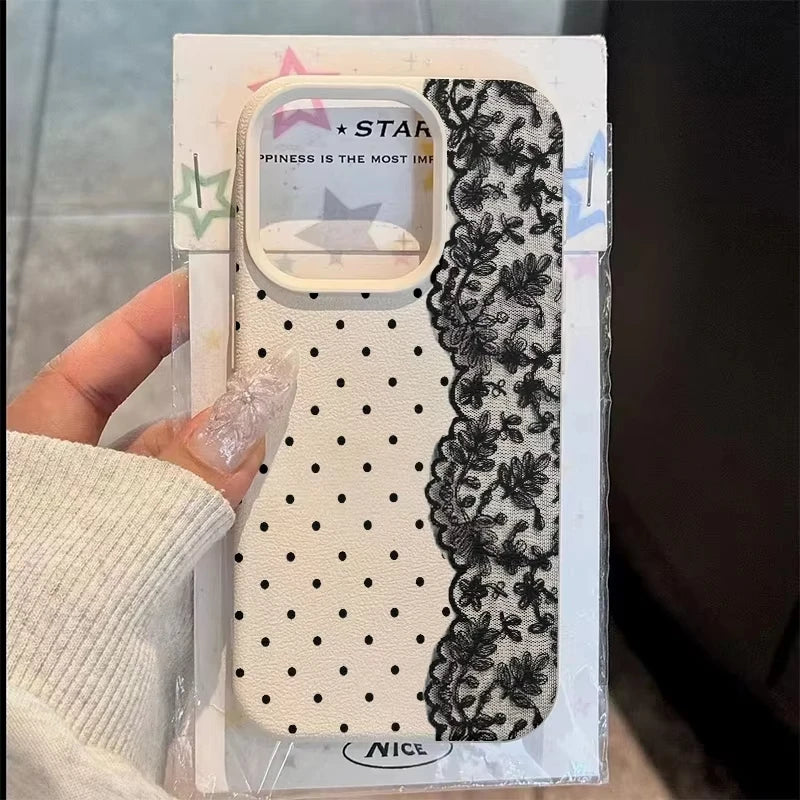 Handyhülle mit Polka-Dot-Blumenmuster