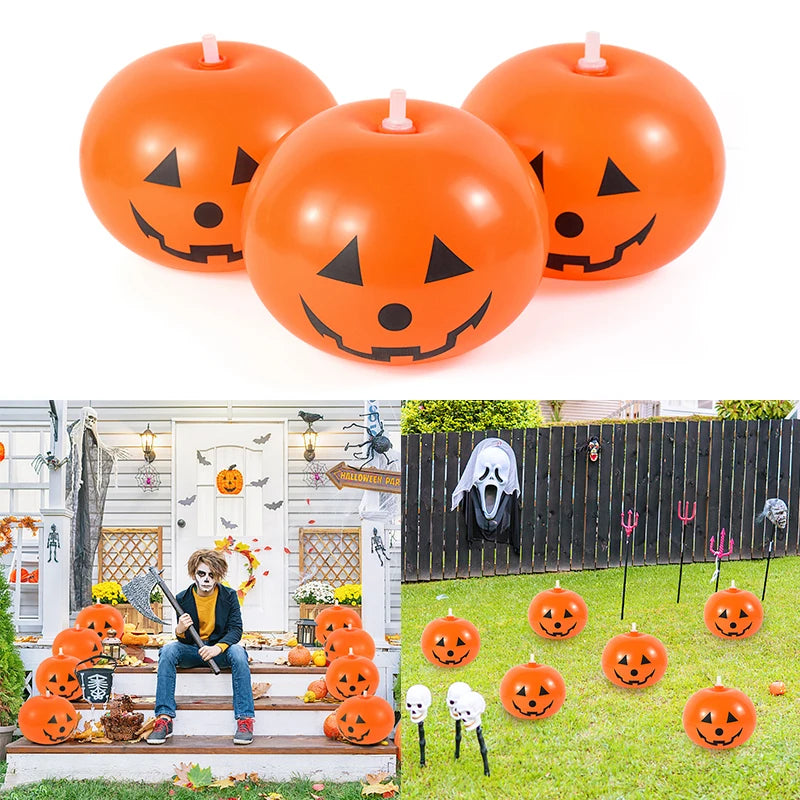 5 Stück 12 Zoll Halloween Latexballons Kürbiskopf Horror Grimasse Augapfel Schwarz Orange Übergroßer Ballon Happy Helloween Party