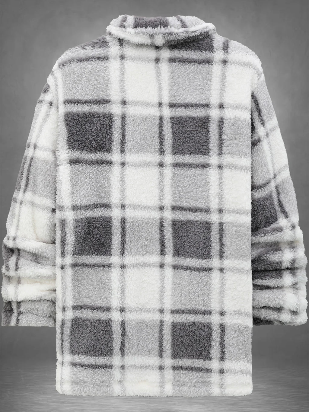 Herren Kariertes Fleece-Hemd-Jacke Winter Dicke Warme Sherpa Freizeitjacke