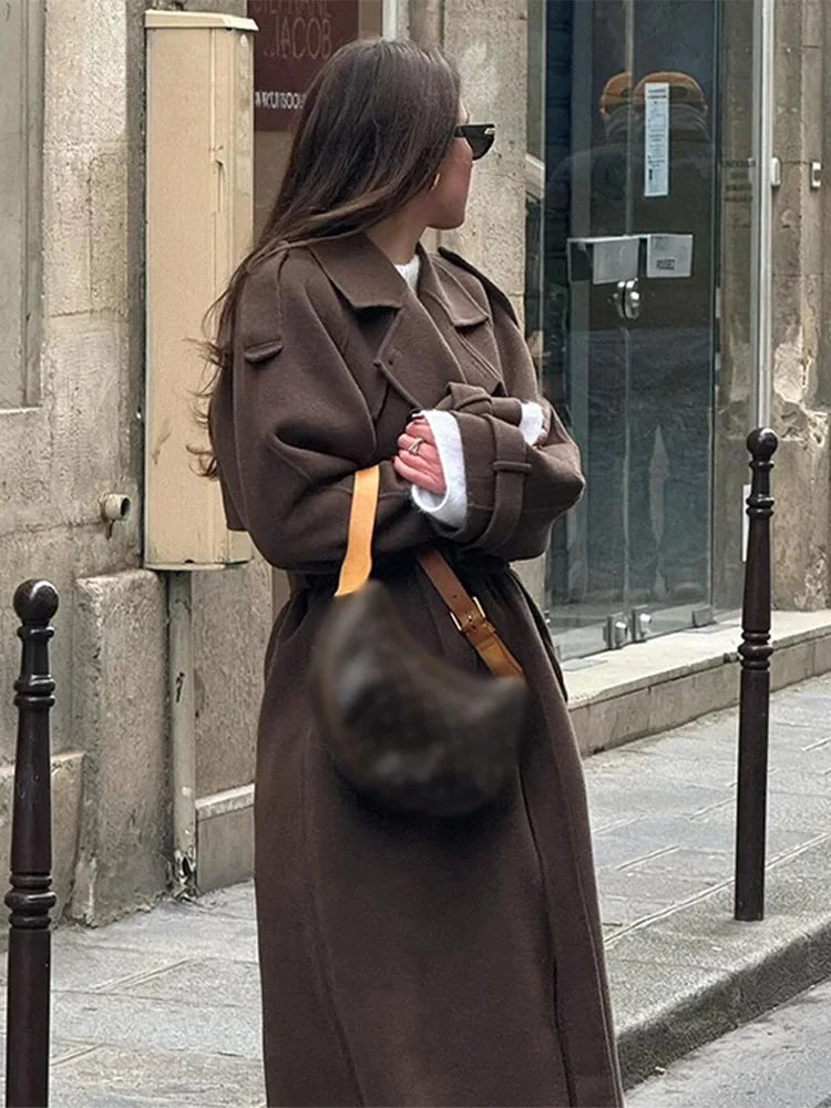 Straße Schwarz Lange Trenchcoat