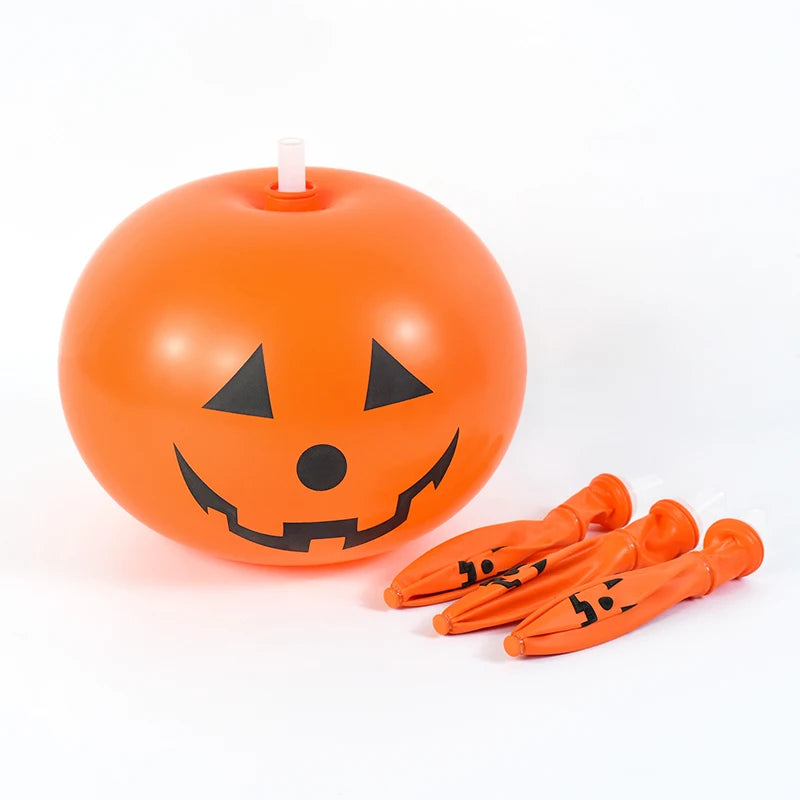 5 Stück 12 Zoll Halloween Latexballons Kürbiskopf Horror Grimasse Augapfel Schwarz Orange Übergroßer Ballon Happy Helloween Party