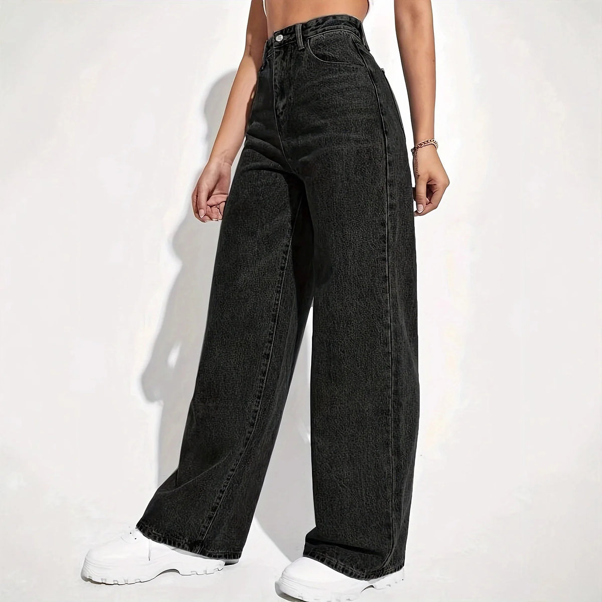 Sommer-Damenbekleidung: Hochtaillierte Straight-Leg-Jeans für Frauen, Vintage-Waschung, Lange Hosen aus Baumwolle, Dünn, Elegant und Lässig