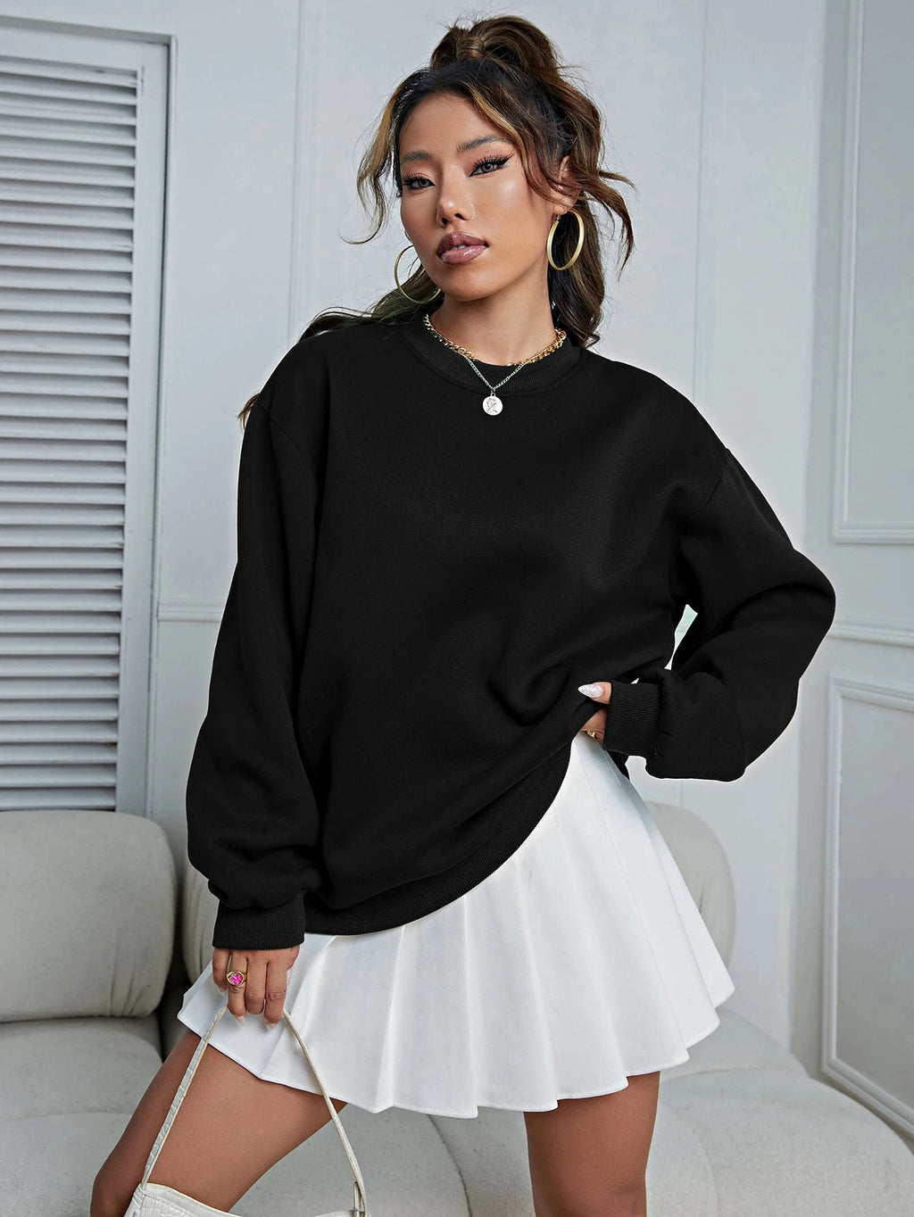 Warme Hoodies Lose Crewneck Fleece Pullover