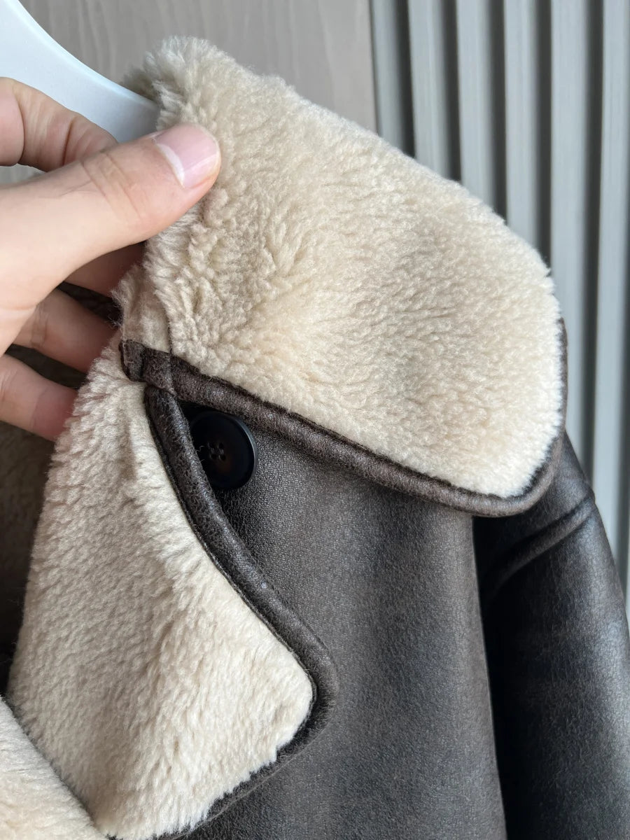 ETJ 2025 Herbst/Winter Neuankömmling Damen ZW-Serie Doppelseitiger Kragen Übergroße Langarmjacke Warmer Mantel 3548246