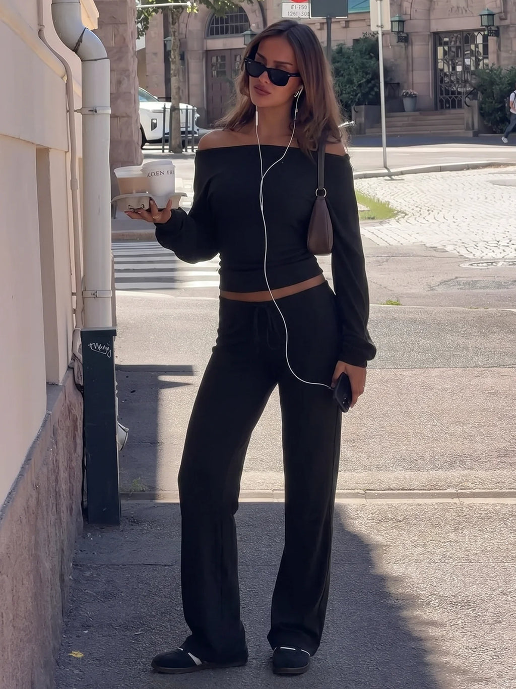 Hugcitar Damenmode, schräger Kragen, schwarzes, langärmliges, gerafftes, sexy, enganliegendes Crop-T-Shirt, Oberteil, lässiges Herbst-Outfit, T-Shirts, Streetwear, Party