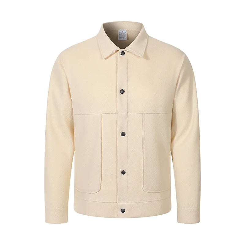 Herren Kurze Jacke mit Gebürsteter Oberfläche, Lockerer Schnitt, Reverskragen, Knopfleiste, Herbst-Winter, Warm, Business Casual, Alltägliche Pendlerjacke