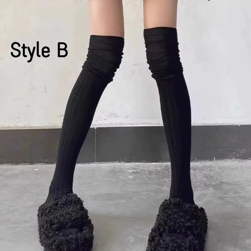 Frühling Herbst Kniehohe Strümpfe für Frauen Weiß Vertikale Streifen Lange Socken Mode Mädchen JK Dünne Stiefel Socke Japanischen Stil