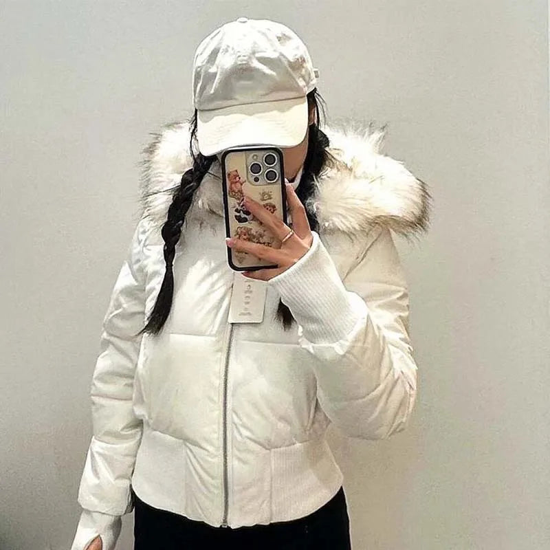 Mode frauen Baumwolle Jacke Pelz Kragen Zipper Schlanke Taille Tasche Warm Verdicken Mantel Herbst Winter Mit Kapuze Jacke Dame Outwears