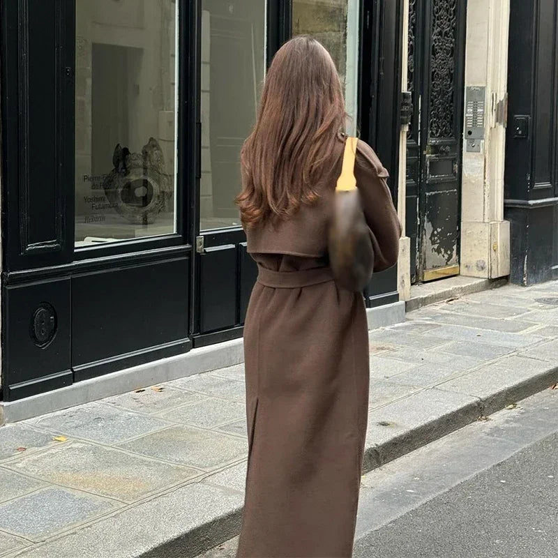 Straße Schwarz Lange Trenchcoat