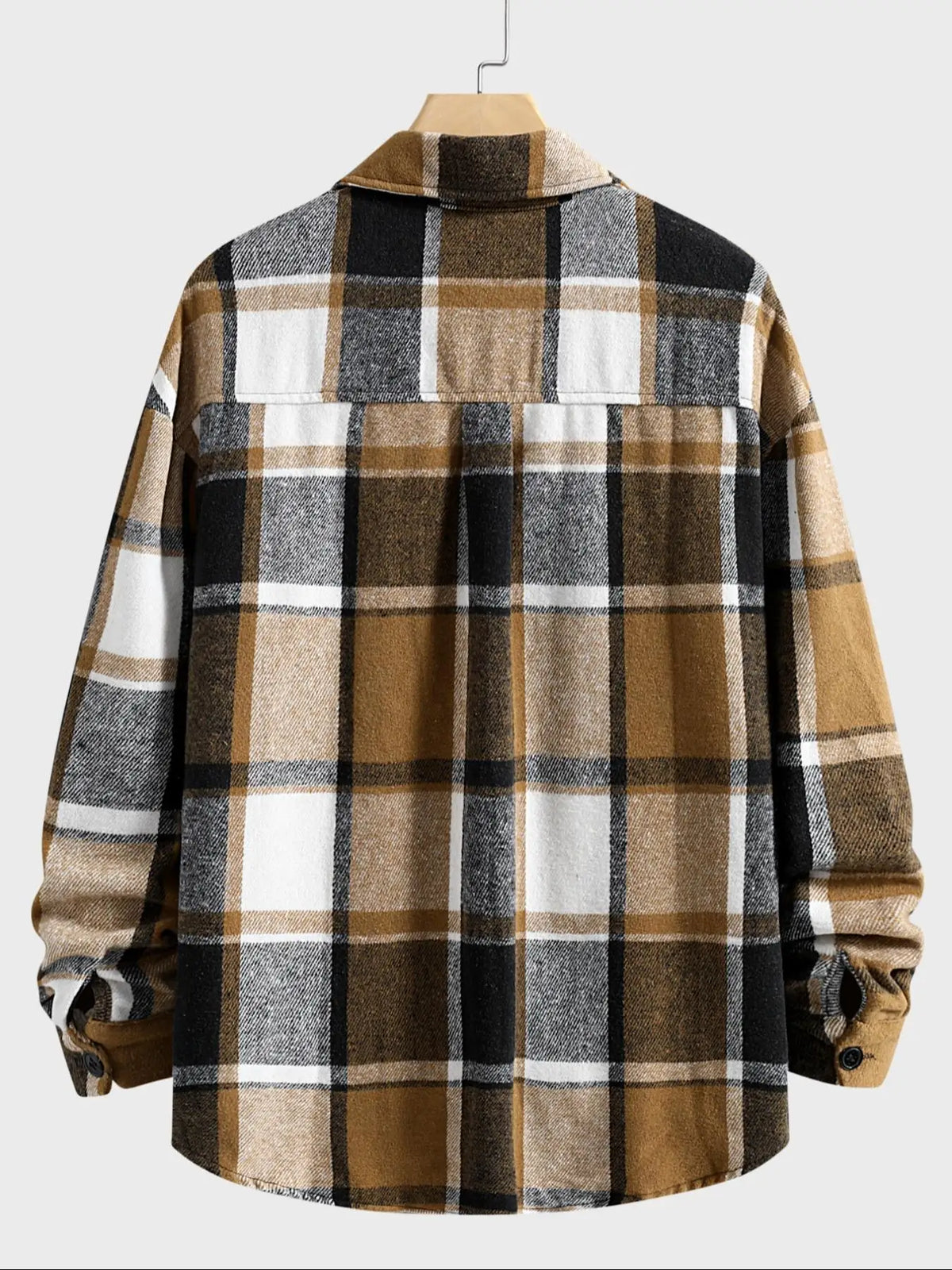 Retro-Karohemd für Herren, lässig, elegant, mit Knöpfen, langärmlig, Hemdjacke für Frühling, Herbst, Business