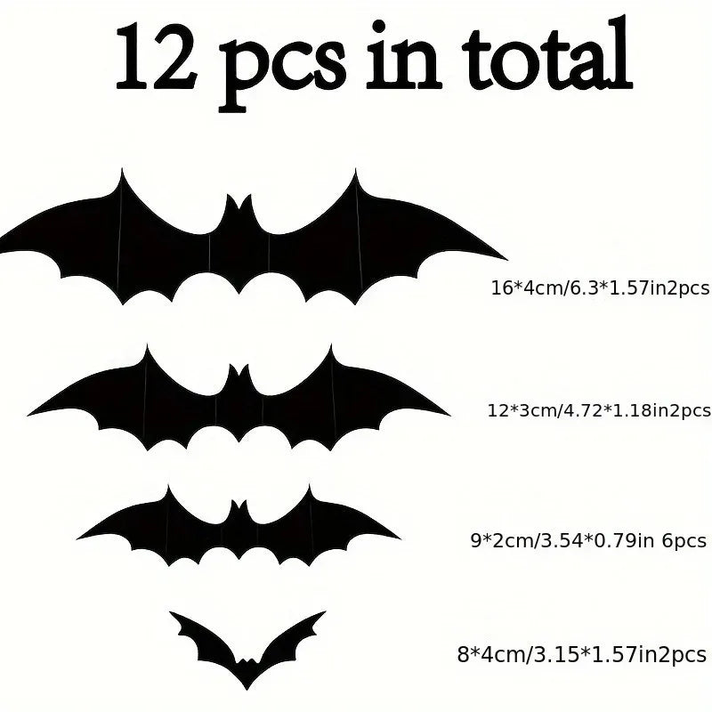 12Pcs Schwarz Fledermaus 3D Wand Aufkleber Für Home Zimmer Dekoration Party Tür Und Fenster Halloween Liefert Decor Hängen Weihnachten decor