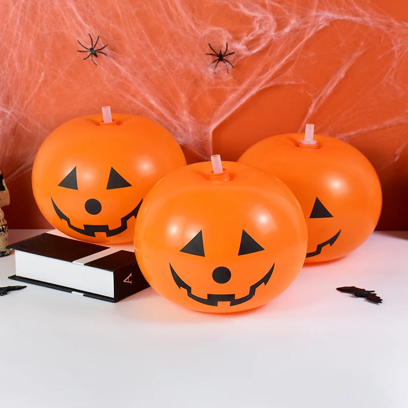 5 Stück 12 Zoll Halloween Latexballons Kürbiskopf Horror Grimasse Augapfel Schwarz Orange Übergroßer Ballon Happy Helloween Party
