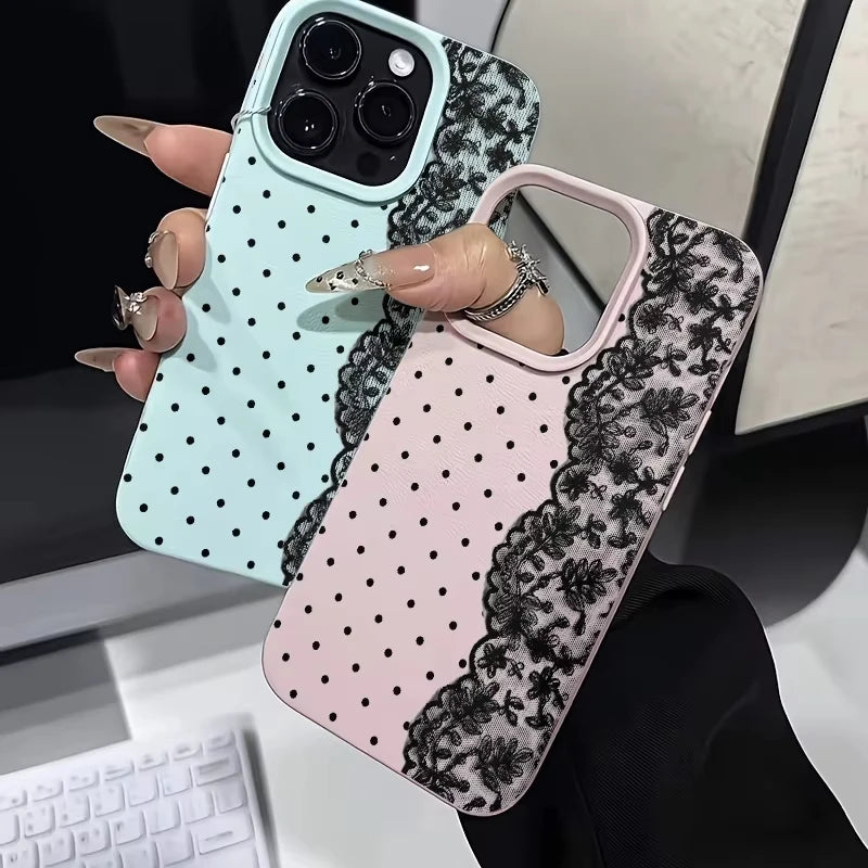 Handyhülle mit Polka-Dot-Blumenmuster