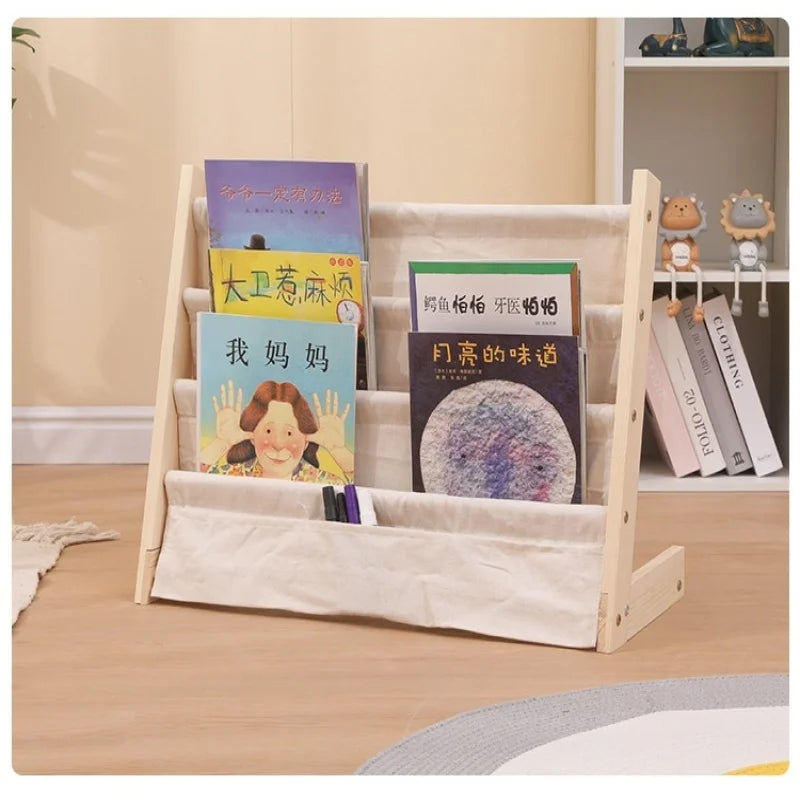 Household Solid Wood Floor To Ceiling Bookshelf Removable Multi-Layer Storage Bookshelf Children'S Picture Book Storage Rack