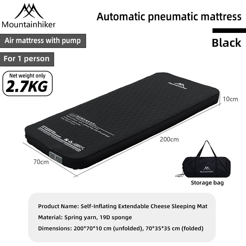 MOUNTAINHIKER 10CM Inflatable Sleeping Pad Mattress Portable Outdoor Upgrade Edition with Storage Bag for Family Beach Camping