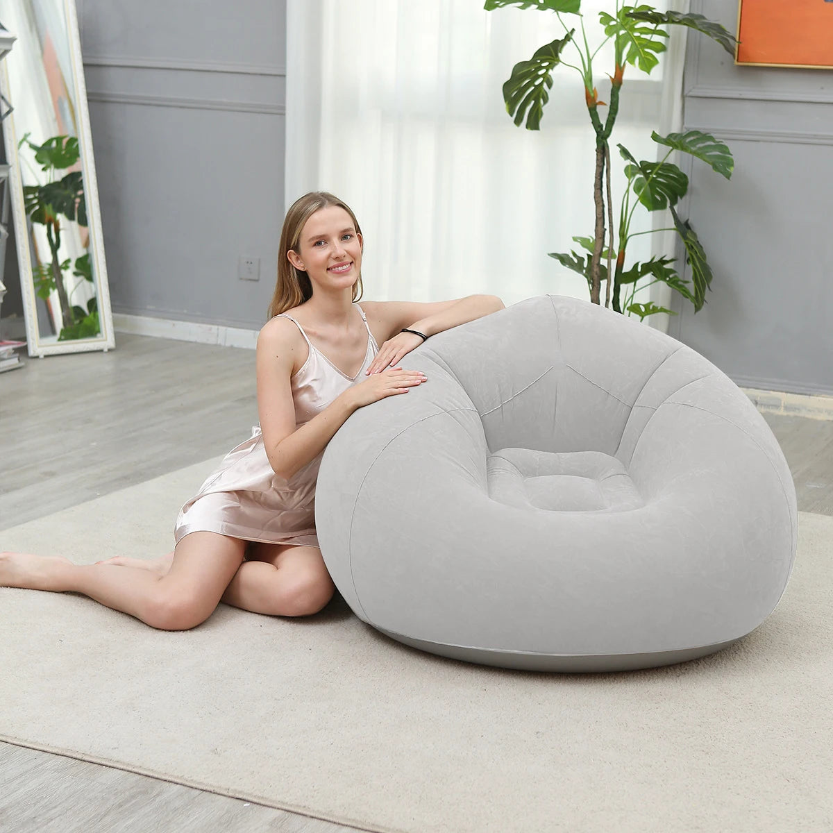 Inflatable Lazy Sofa Folding Portable Pvc Inflatable Air Chair for Living Room Outdoor Camping Convenient Beach Lounge Chair