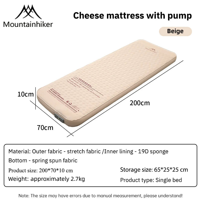 MOUNTAINHIKER 10CM Inflatable Sleeping Pad Mattress Portable Outdoor Upgrade Edition with Storage Bag for Family Beach Camping